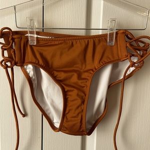 Venus lace up swim bottoms gold orange copper